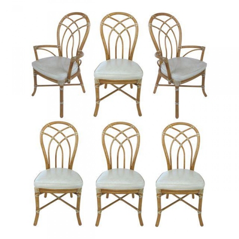 McGuire Rattan Dining Chairs - Set of 6 | Modernism